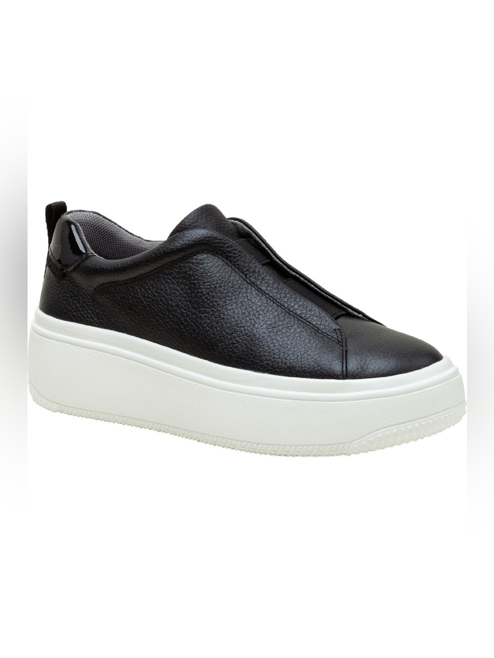 Linea Paolo Golde Platform Sneaker Black Tumbled Leather Slip-On Size 9 NWT